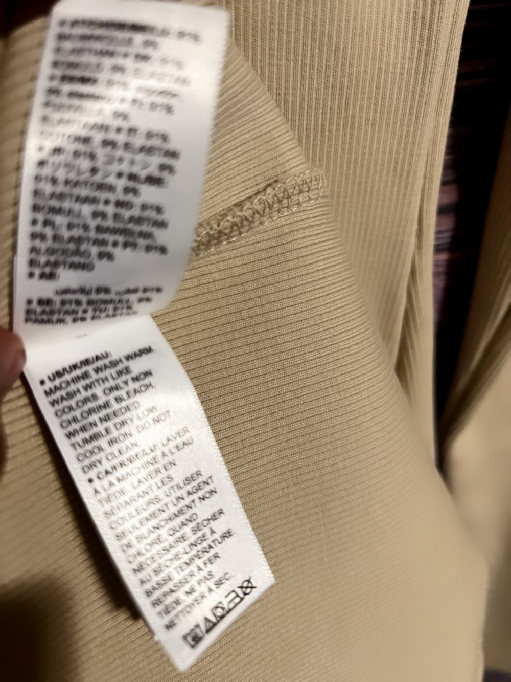 Asymmetrical Beige Long-Sleeve Knit Dress with Side Button Detail - Picture 11 of 16
